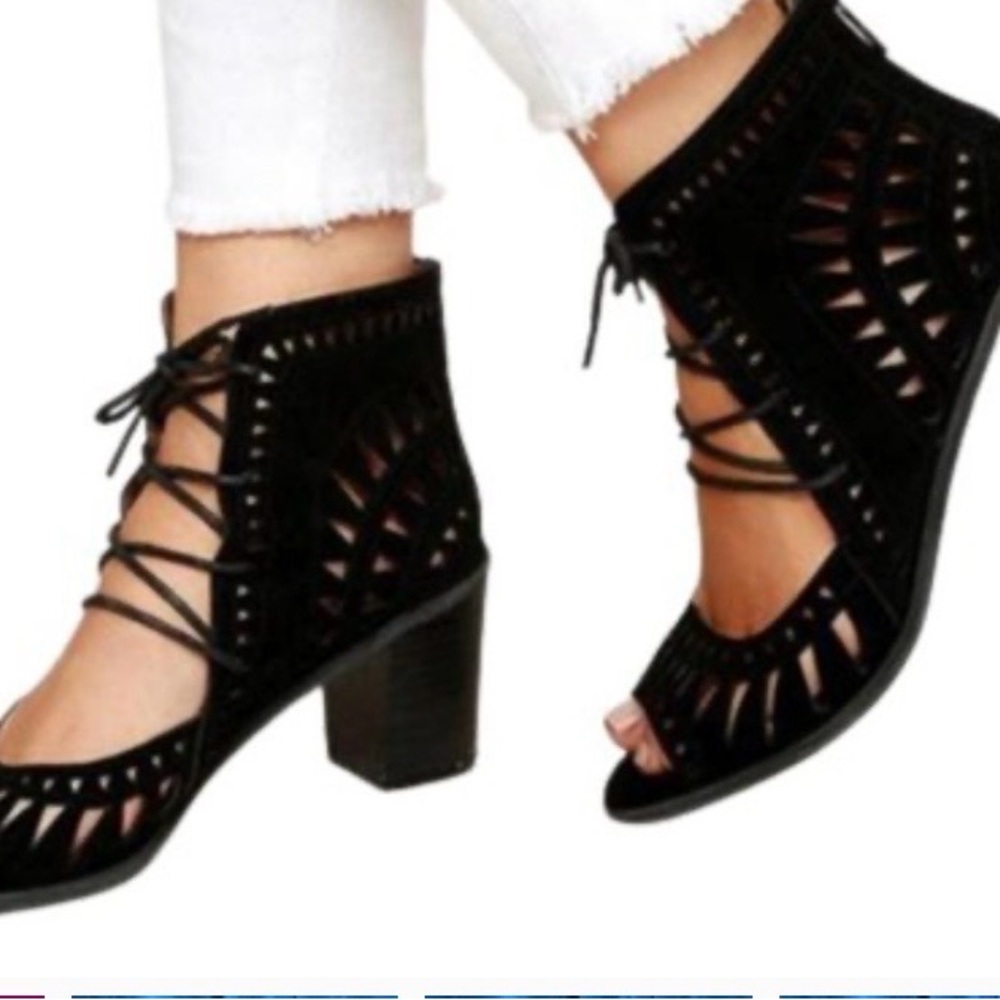 Vince Camuto Tarita Cutout Lace-Up Sandal Bootie.